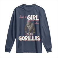 Gorilla Lover Gift Long Sleeve Shirt Just A Girl Who Loves Gorillas - Wonder Print Shop