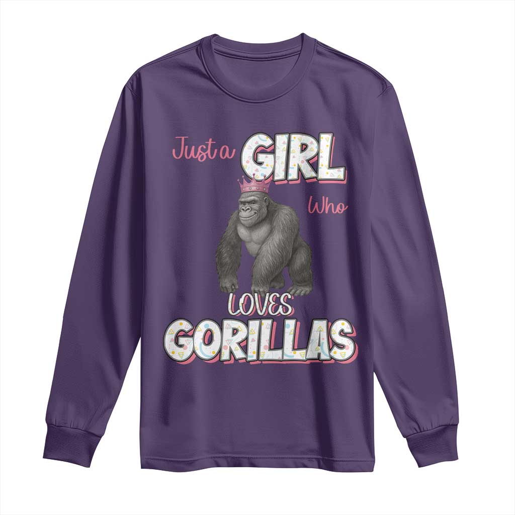 Gorilla Lover Gift Long Sleeve Shirt Just A Girl Who Loves Gorillas - Wonder Print Shop
