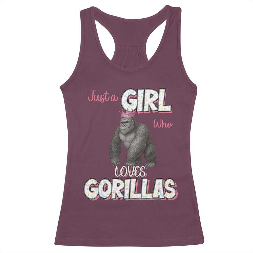 Gorilla Lover Gift Racerback Tank Top Just A Girl Who Loves Gorillas - Wonder Print Shop