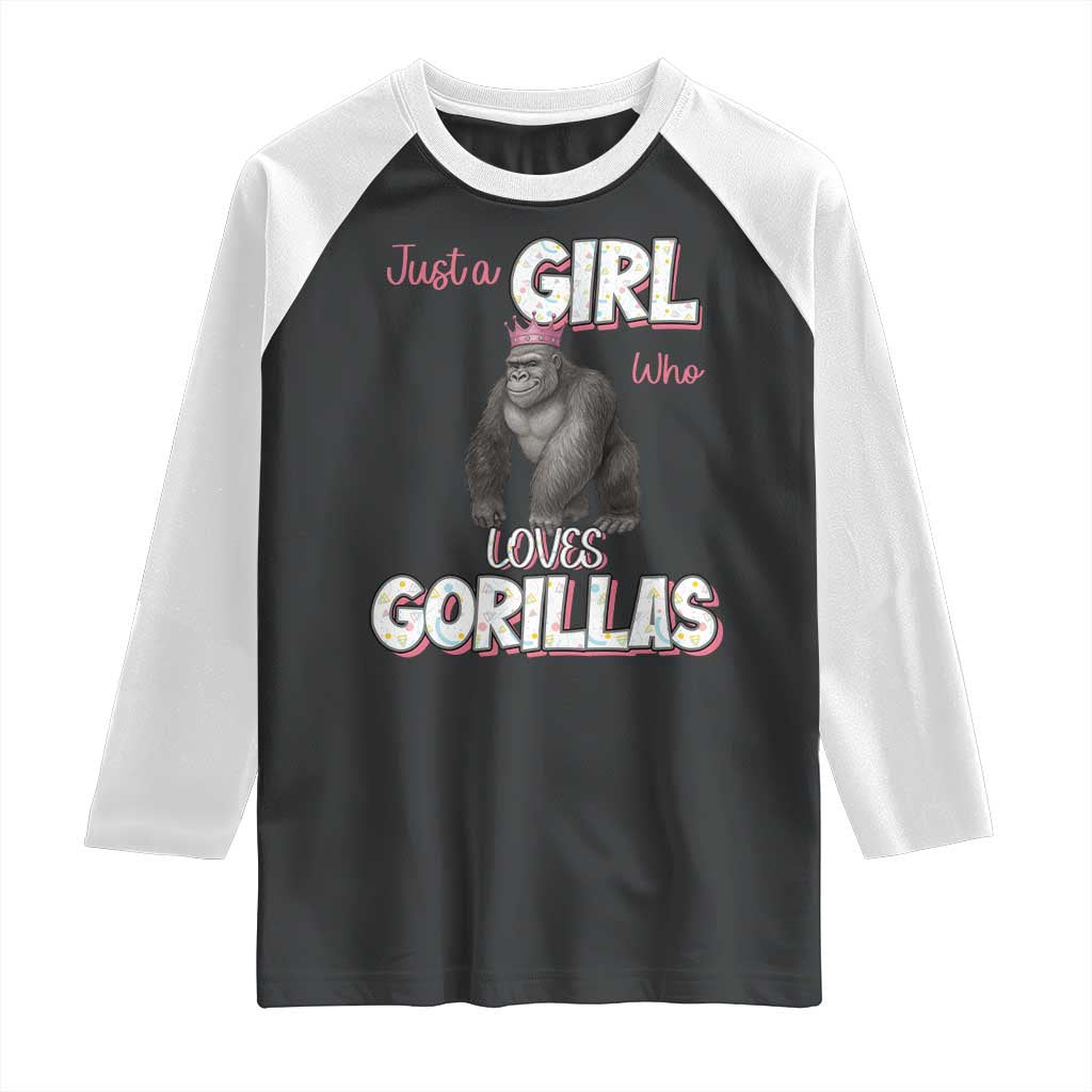 Gorilla Lover Gift Raglan Shirt Just A Girl Who Loves Gorillas - Wonder Print Shop