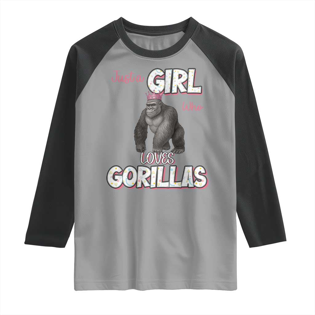 Gorilla Lover Gift Raglan Shirt Just A Girl Who Loves Gorillas - Wonder Print Shop