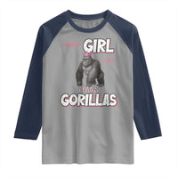 Gorilla Lover Gift Raglan Shirt Just A Girl Who Loves Gorillas - Wonder Print Shop