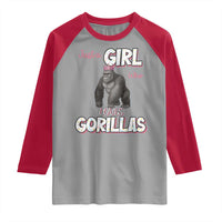 Gorilla Lover Gift Raglan Shirt Just A Girl Who Loves Gorillas - Wonder Print Shop