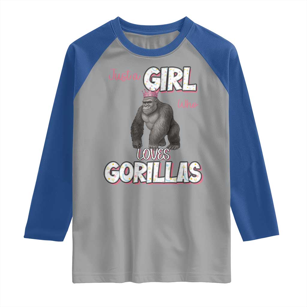 Gorilla Lover Gift Raglan Shirt Just A Girl Who Loves Gorillas - Wonder Print Shop
