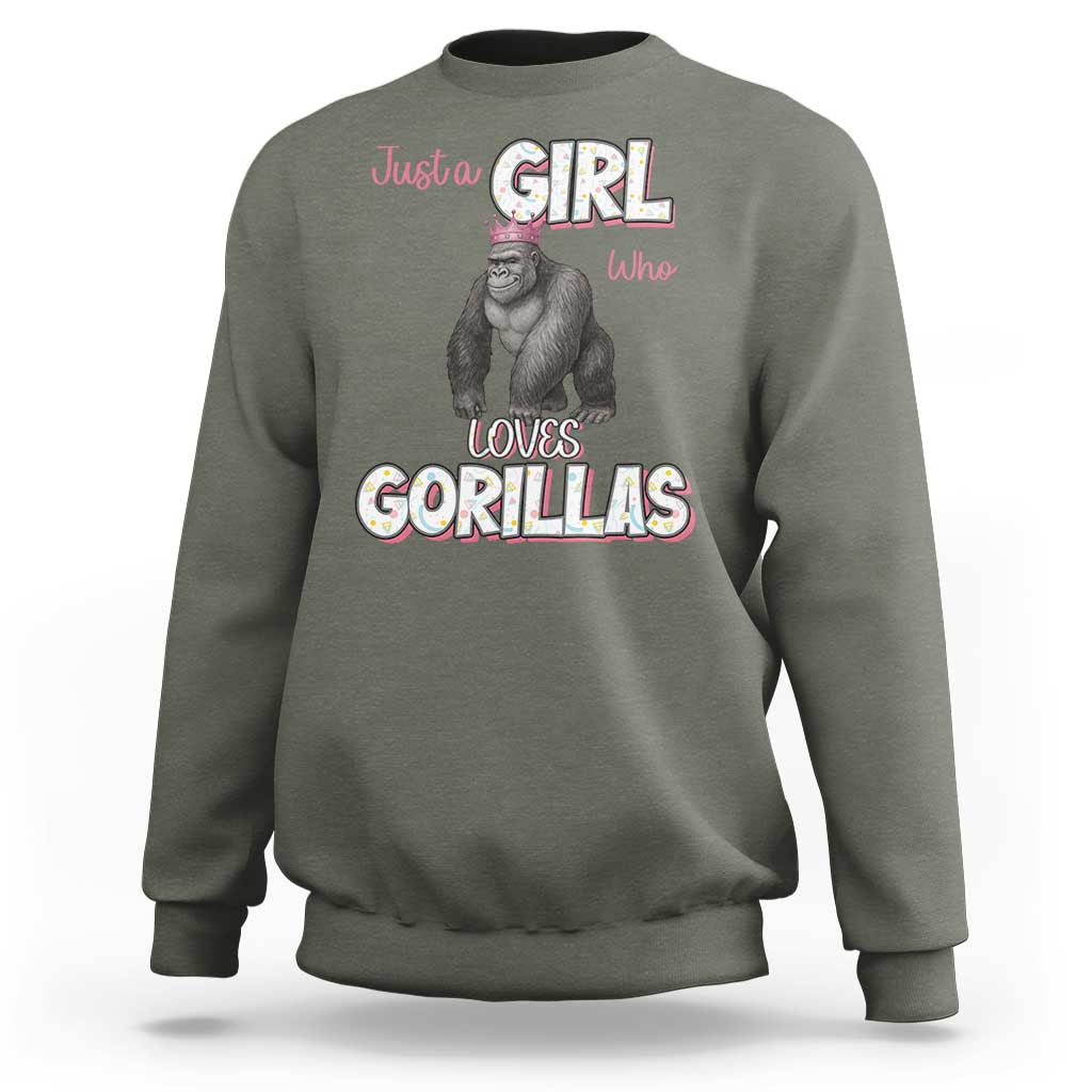 Gorilla Lover Gift Sweatshirt Just A Girl Who Loves Gorillas - Wonder Print Shop