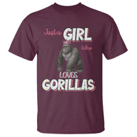 Gorilla Lover Gift T Shirt Just A Girl Who Loves Gorillas - Wonder Print Shop