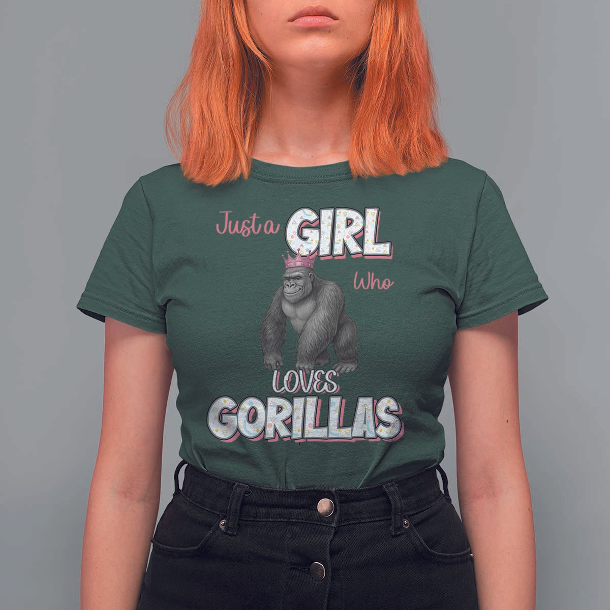 Gorilla Lover Gift T Shirt For Women Just A Girl Who Loves Gorillas - Wonder Print Shop