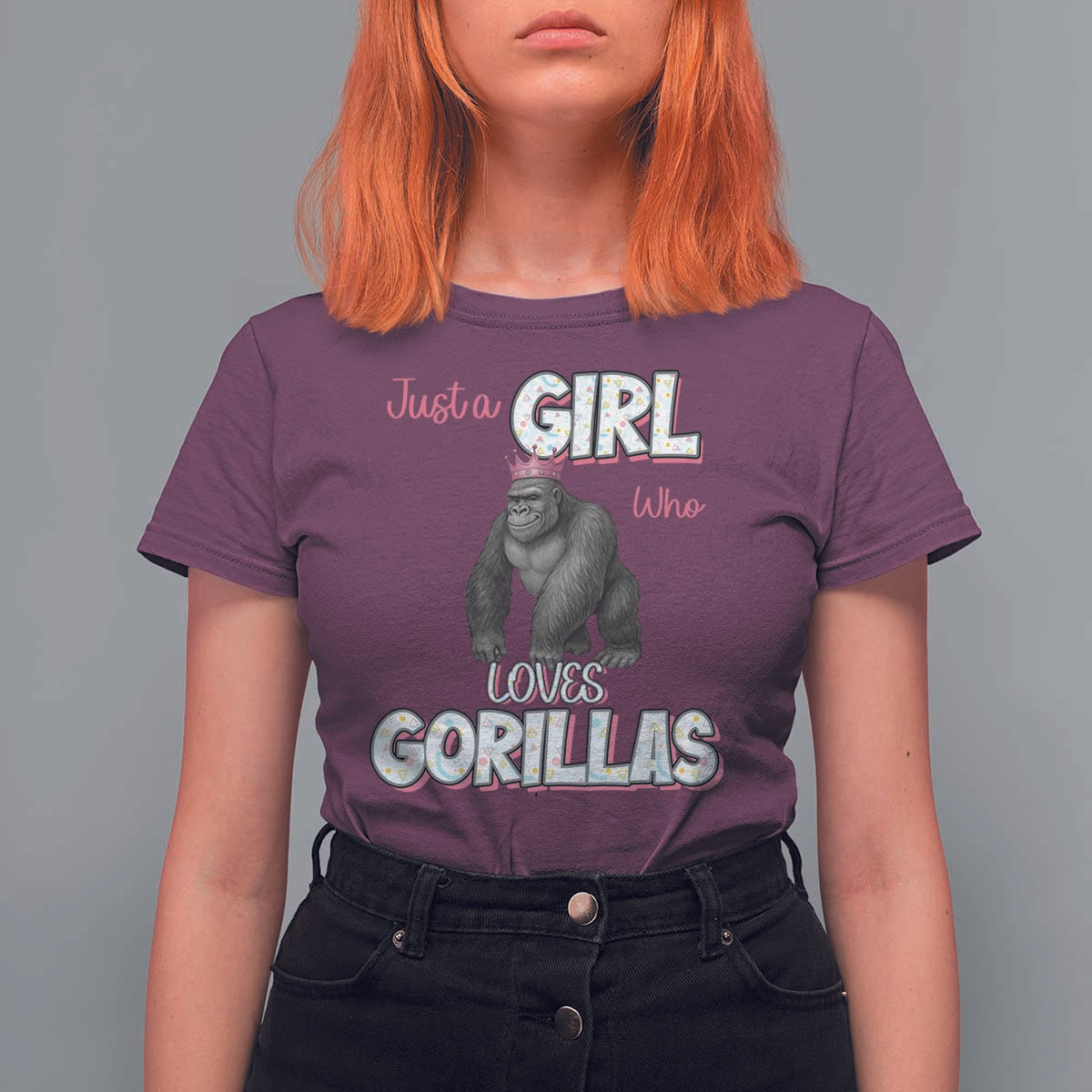 Gorilla Lover Gift T Shirt For Women Just A Girl Who Loves Gorillas - Wonder Print Shop