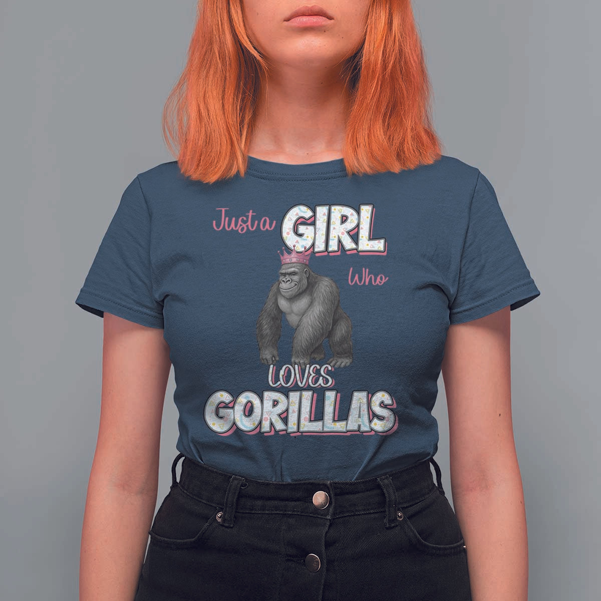 Gorilla Lover Gift T Shirt For Women Just A Girl Who Loves Gorillas - Wonder Print Shop