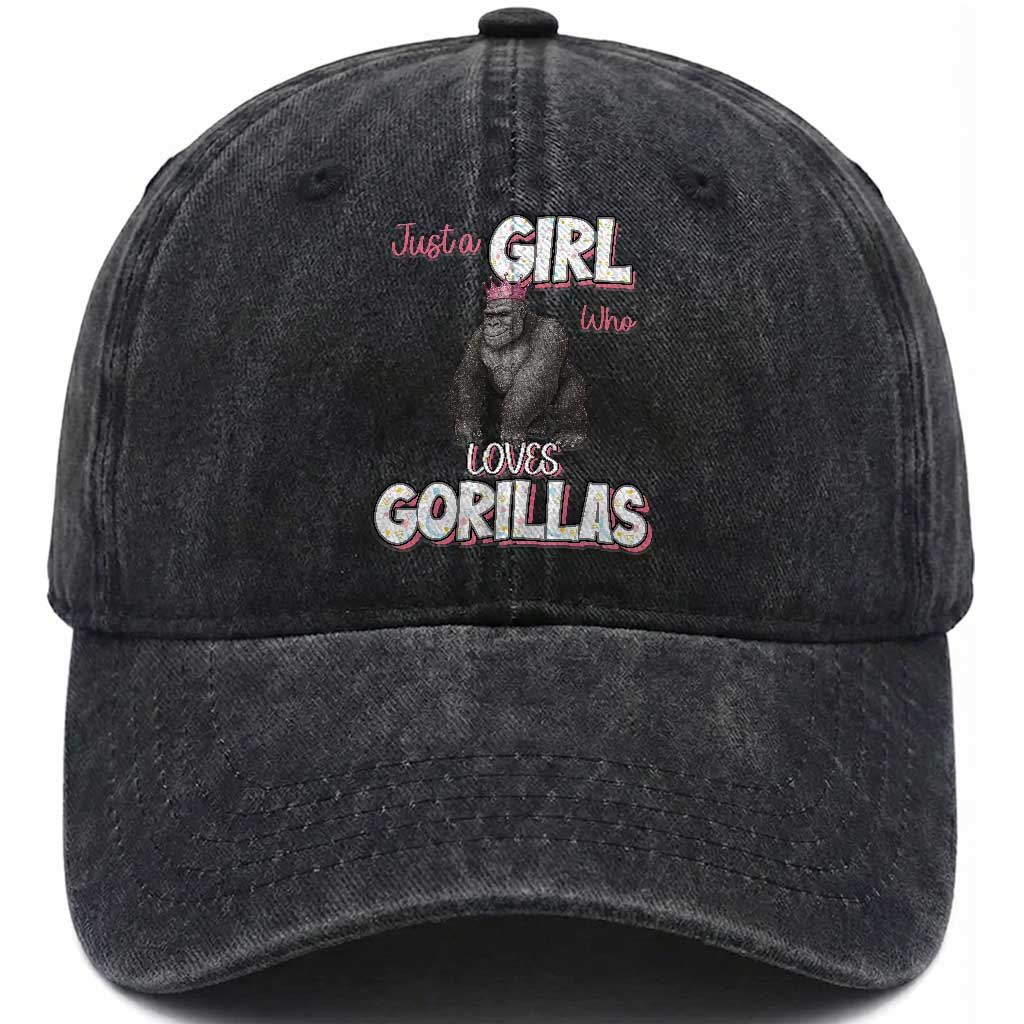 Gorilla Lover Gift Washed Cotton Baseball Cap Just A Girl Who Loves Gorillas