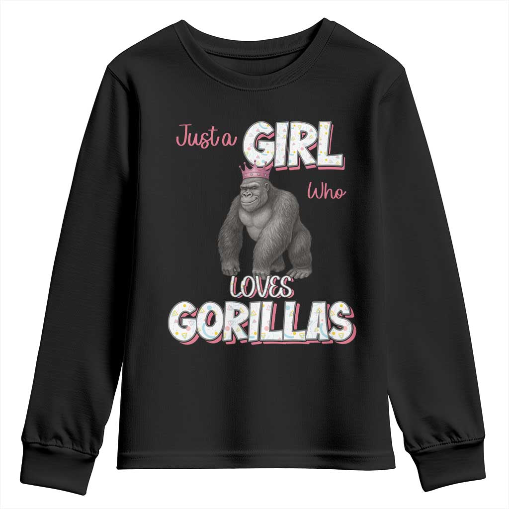 Gorilla Lover Gift Youth Sweatshirt Just A Girl Who Loves Gorillas - Wonder Print Shop