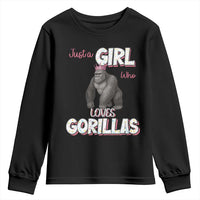 Gorilla Lover Gift Youth Sweatshirt Just A Girl Who Loves Gorillas - Wonder Print Shop