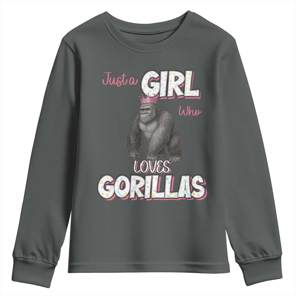 Gorilla Lover Gift Youth Sweatshirt Just A Girl Who Loves Gorillas - Wonder Print Shop