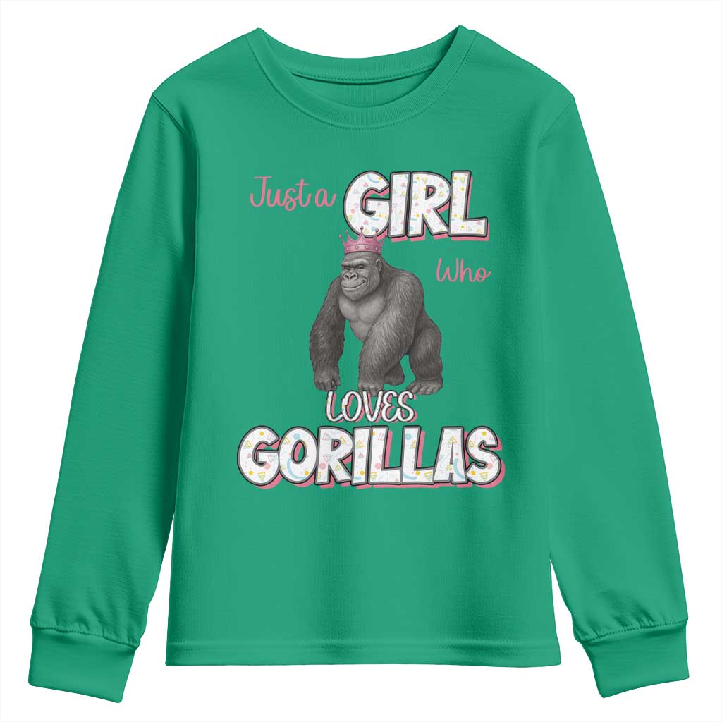 Gorilla Lover Gift Youth Sweatshirt Just A Girl Who Loves Gorillas - Wonder Print Shop