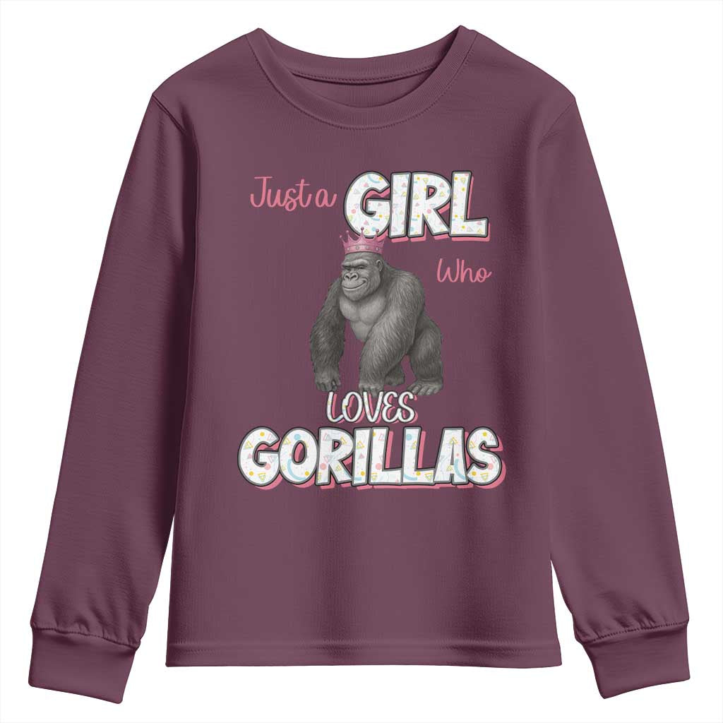 Gorilla Lover Gift Youth Sweatshirt Just A Girl Who Loves Gorillas - Wonder Print Shop