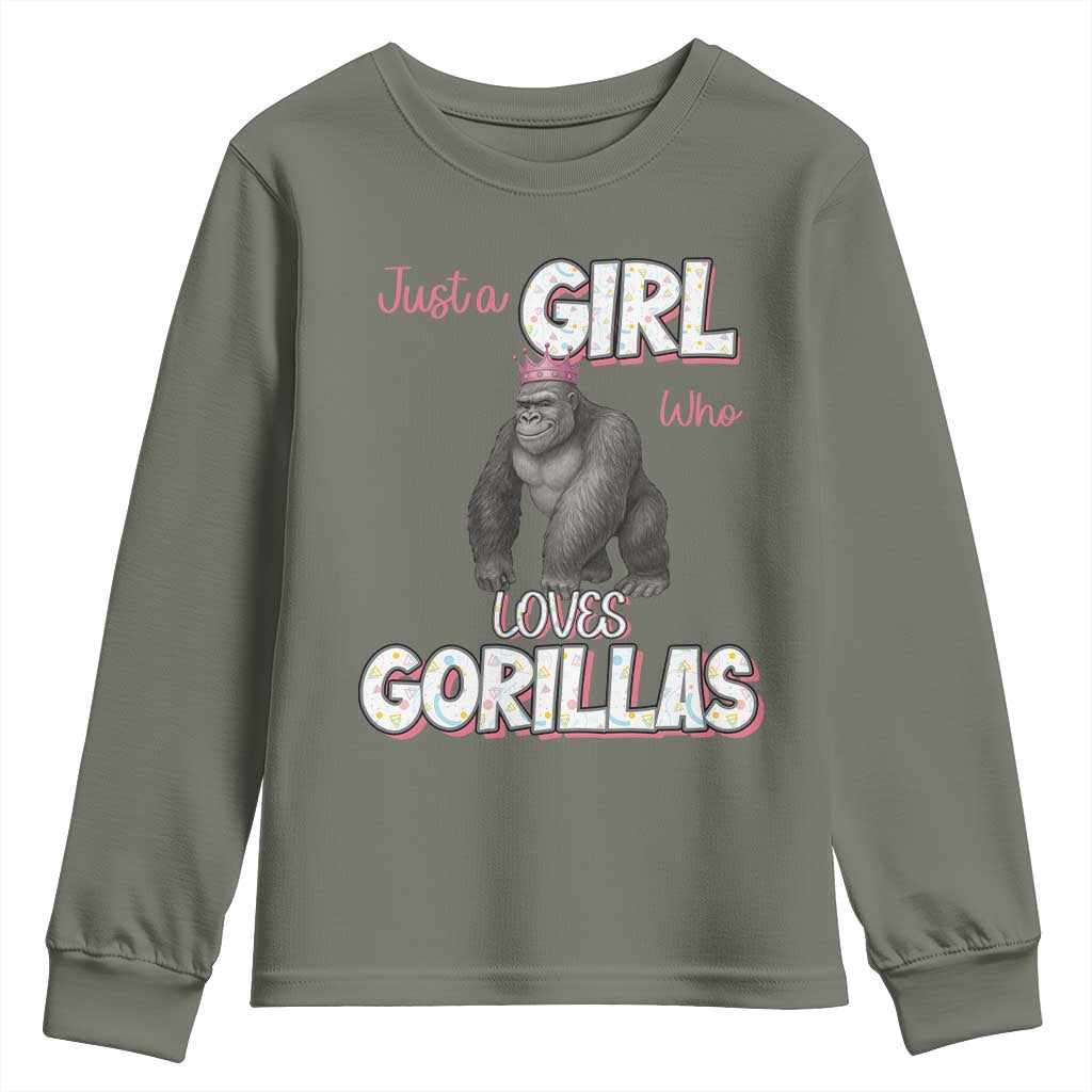 Gorilla Lover Gift Youth Sweatshirt Just A Girl Who Loves Gorillas - Wonder Print Shop