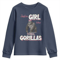 Gorilla Lover Gift Youth Sweatshirt Just A Girl Who Loves Gorillas - Wonder Print Shop