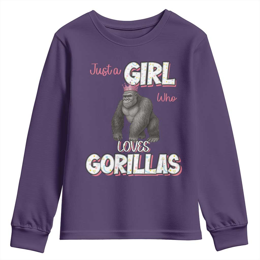 Gorilla Lover Gift Youth Sweatshirt Just A Girl Who Loves Gorillas - Wonder Print Shop