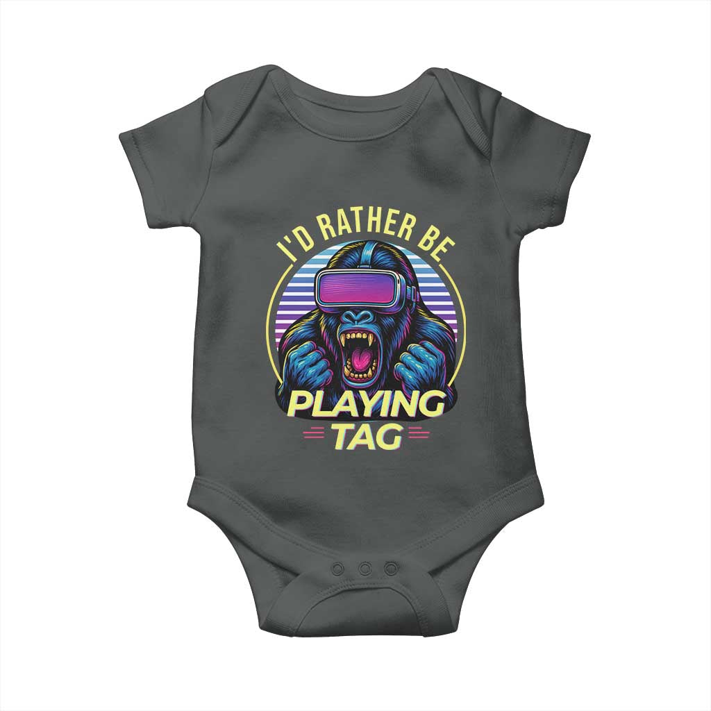 VR Gamer Gorilla Baby Onesie I’d Rather Be Playing Tag Gift - Wonder Print Shop
