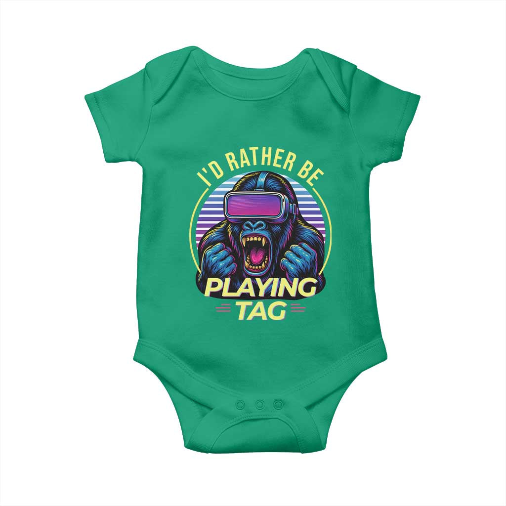 VR Gamer Gorilla Baby Onesie I’d Rather Be Playing Tag Gift - Wonder Print Shop
