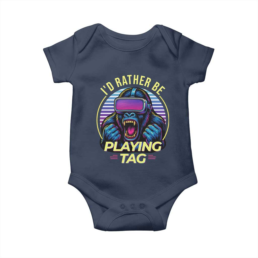 VR Gamer Gorilla Baby Onesie I’d Rather Be Playing Tag Gift - Wonder Print Shop