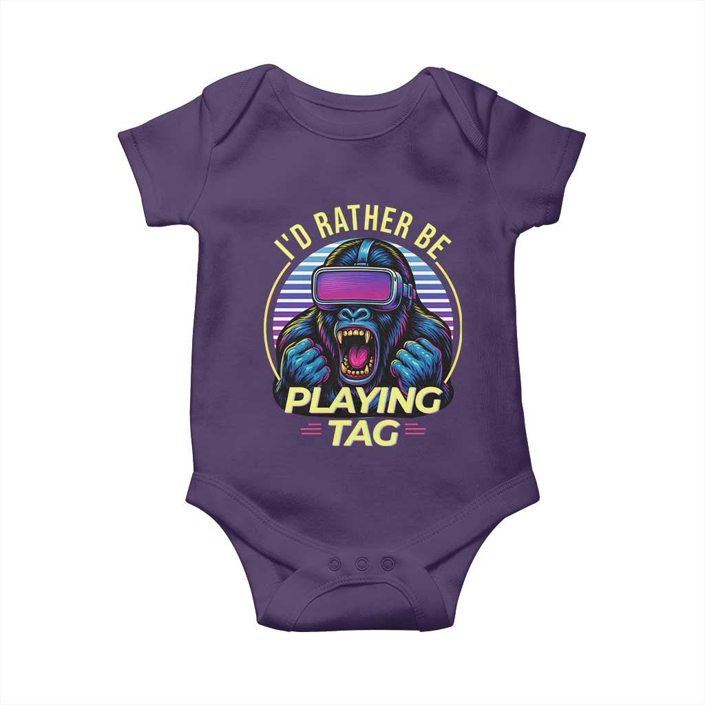 VR Gamer Gorilla Baby Onesie I’d Rather Be Playing Tag Gift - Wonder Print Shop