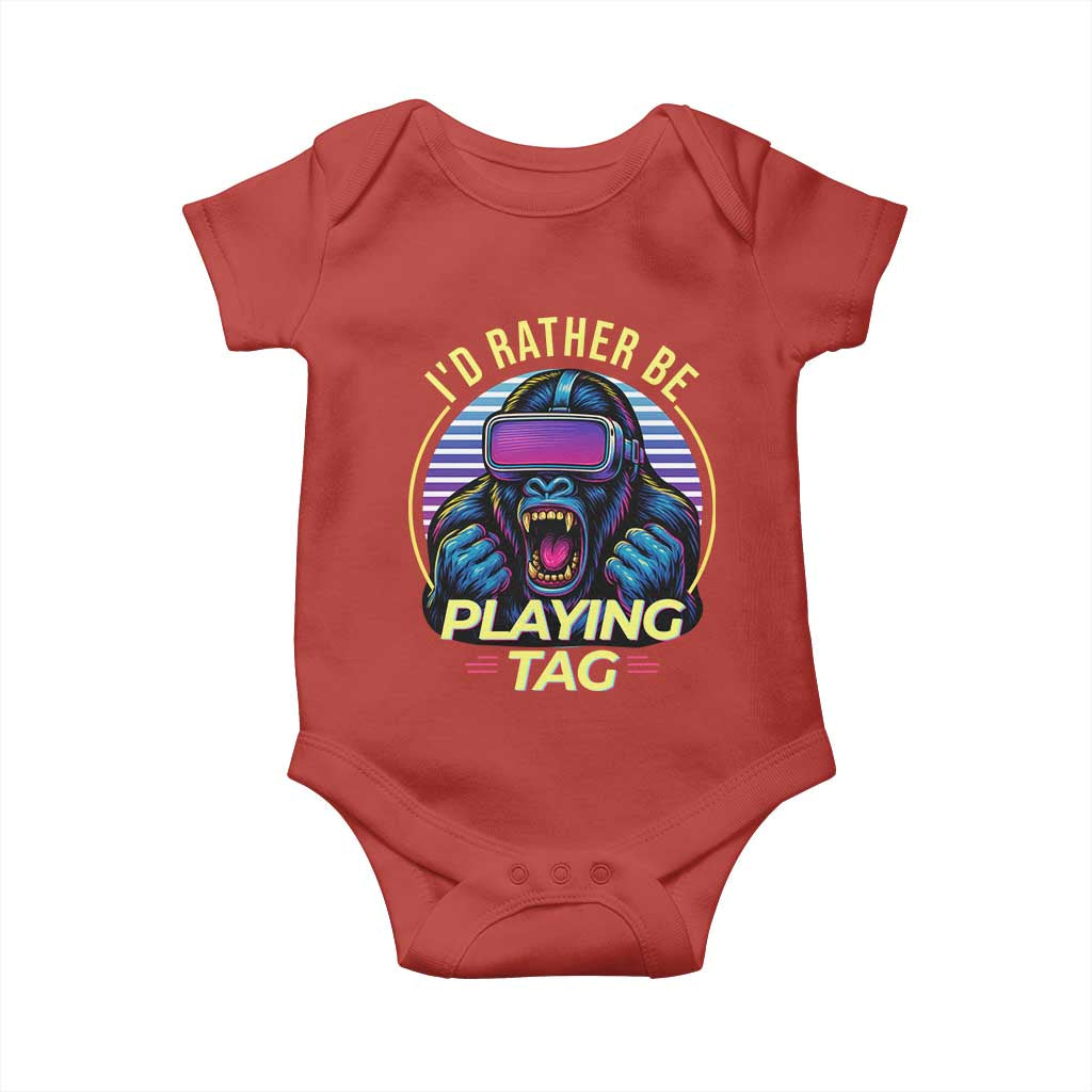 VR Gamer Gorilla Baby Onesie I’d Rather Be Playing Tag Gift - Wonder Print Shop