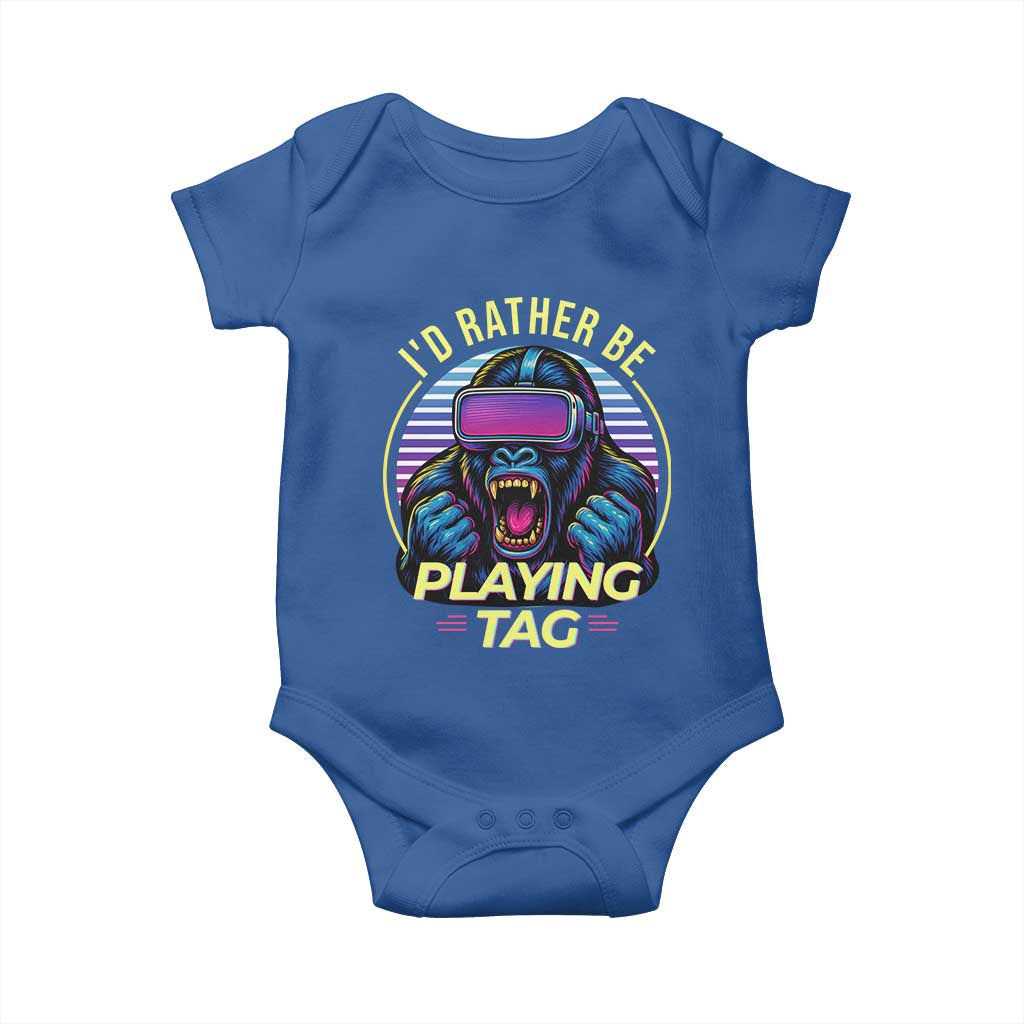VR Gamer Gorilla Baby Onesie I’d Rather Be Playing Tag Gift - Wonder Print Shop