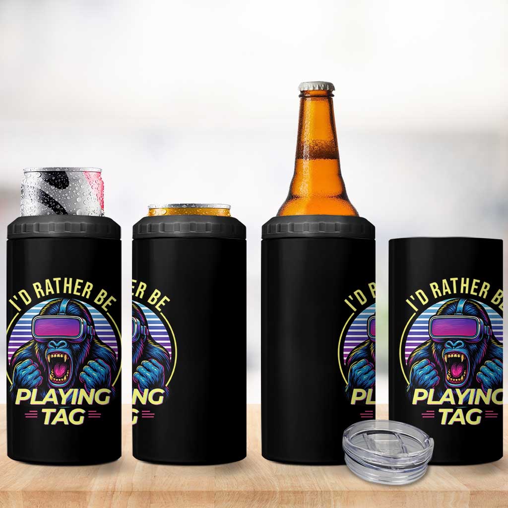 VR Gamer Gorilla 4 in 1 Can Cooler Tumbler I’d Rather Be Playing Tag Gift