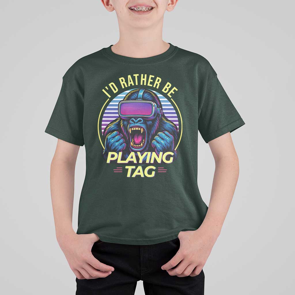 VR Gamer Gorilla T Shirt For Kid I’d Rather Be Playing Tag Gift - Wonder Print Shop
