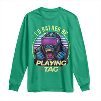 VR Gamer Gorilla Long Sleeve Shirt I’d Rather Be Playing Tag Gift - Wonder Print Shop