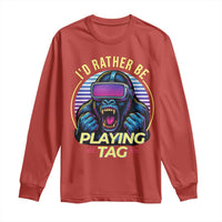 VR Gamer Gorilla Long Sleeve Shirt I’d Rather Be Playing Tag Gift - Wonder Print Shop