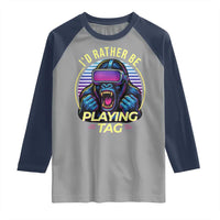 VR Gamer Gorilla Raglan Shirt I’d Rather Be Playing Tag Gift - Wonder Print Shop