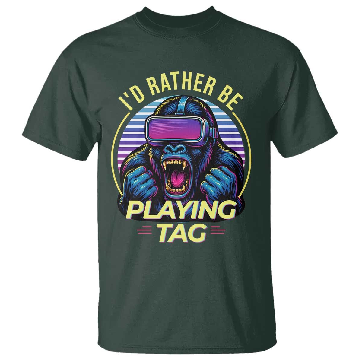 VR Gamer Gorilla T Shirt I’d Rather Be Playing Tag Gift - Wonder Print Shop