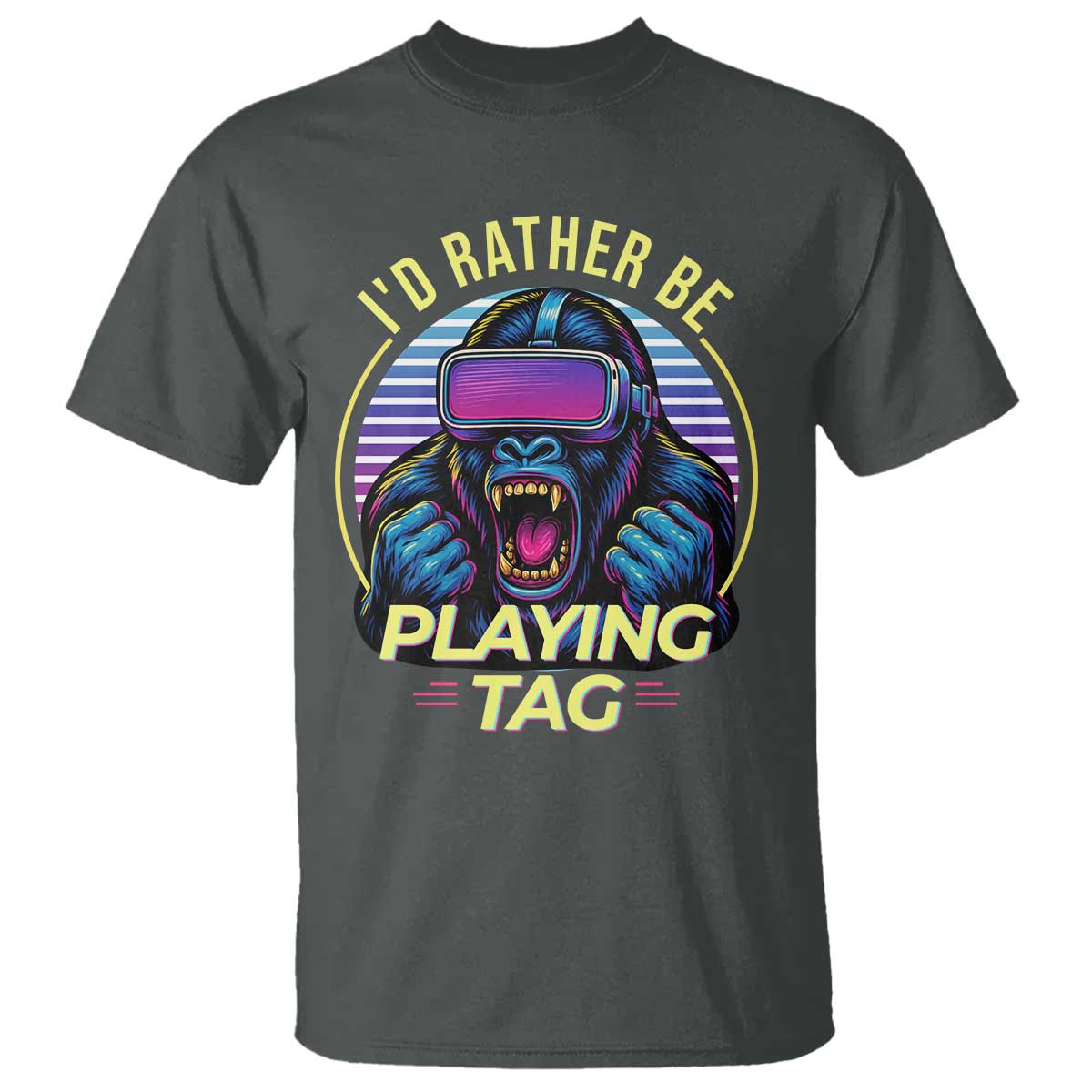 VR Gamer Gorilla T Shirt I’d Rather Be Playing Tag Gift - Wonder Print Shop