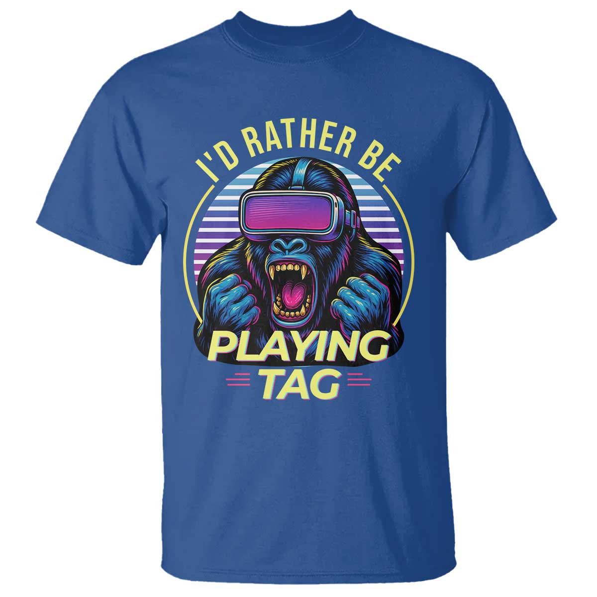VR Gamer Gorilla T Shirt I’d Rather Be Playing Tag Gift - Wonder Print Shop