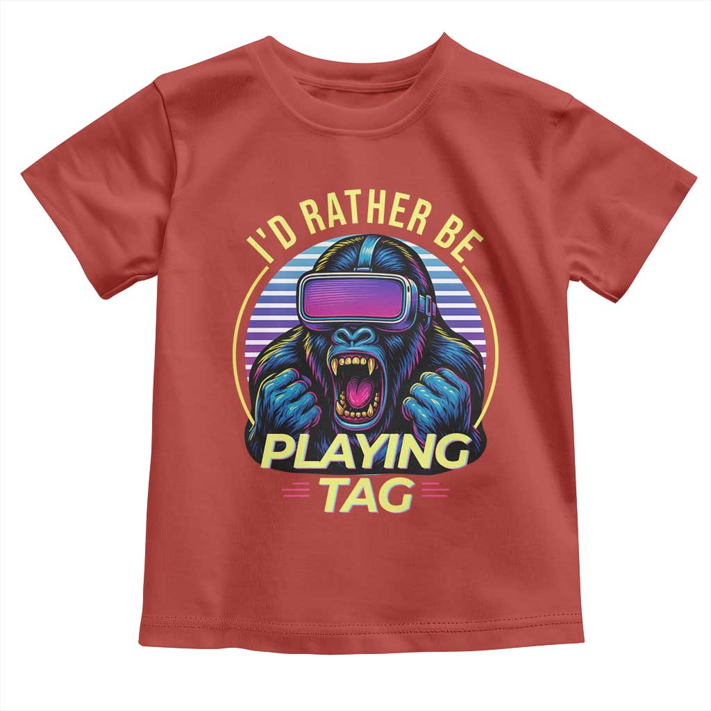 VR Gamer Gorilla Toddler T Shirt I’d Rather Be Playing Tag Gift - Wonder Print Shop