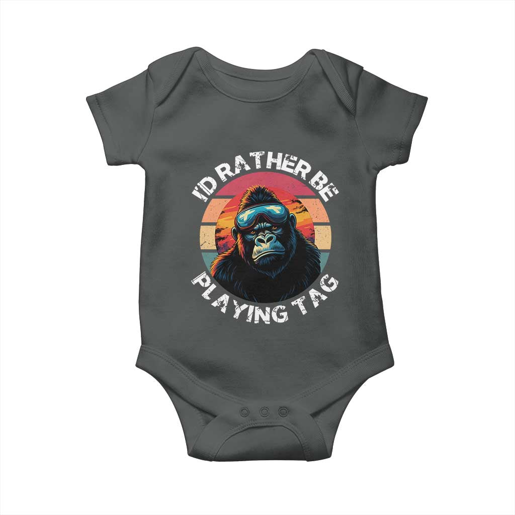 Funny Gorilla Lover Baby Onesie I’d Rather Be Playing Tag VR Game - Wonder Print Shop