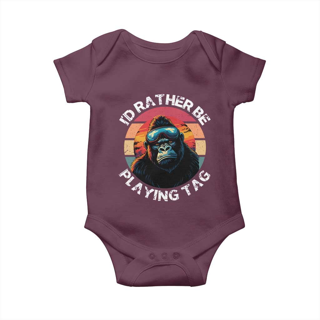 Funny Gorilla Lover Baby Onesie I’d Rather Be Playing Tag VR Game - Wonder Print Shop