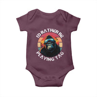 Funny Gorilla Lover Baby Onesie I’d Rather Be Playing Tag VR Game - Wonder Print Shop