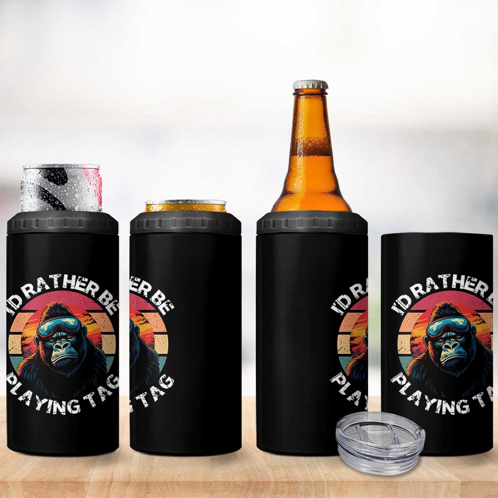 Funny Gorilla Lover 4 in 1 Can Cooler Tumbler I’d Rather Be Playing Tag VR Game