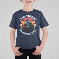 Funny Gorilla Lover T Shirt For Kid I’d Rather Be Playing Tag VR Game - Wonder Print Shop