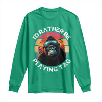 Funny Gorilla Lover Long Sleeve Shirt I’d Rather Be Playing Tag VR Game - Wonder Print Shop