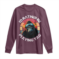 Funny Gorilla Lover Long Sleeve Shirt I’d Rather Be Playing Tag VR Game - Wonder Print Shop