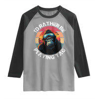 Funny Gorilla Lover Raglan Shirt I’d Rather Be Playing Tag VR Game - Wonder Print Shop