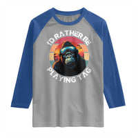 Funny Gorilla Lover Raglan Shirt I’d Rather Be Playing Tag VR Game - Wonder Print Shop
