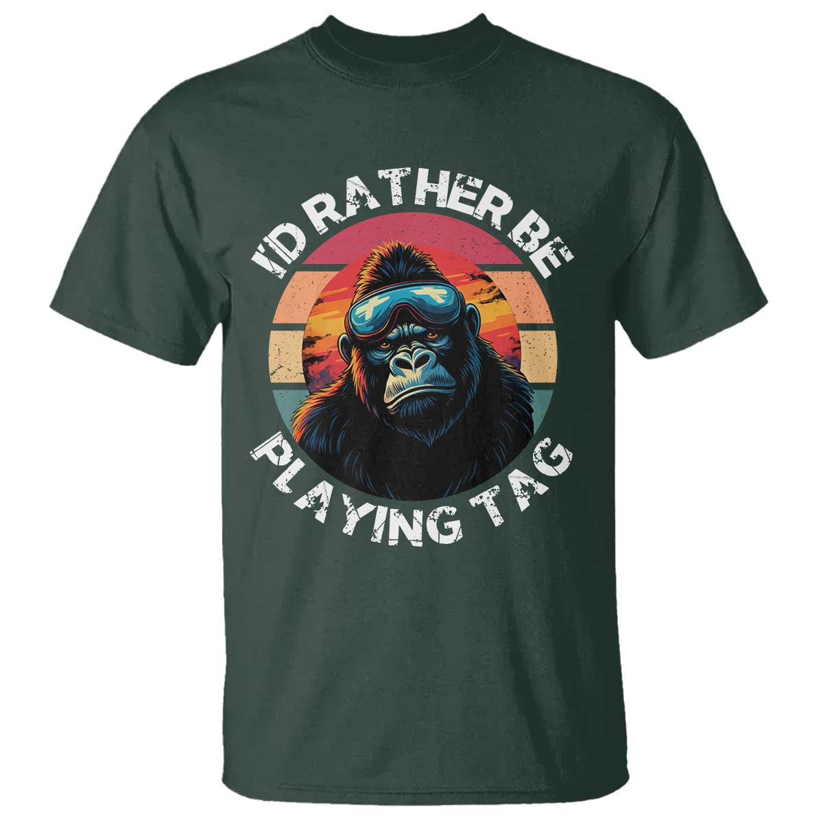 Funny Gorilla Lover T Shirt I’d Rather Be Playing Tag VR Game - Wonder Print Shop