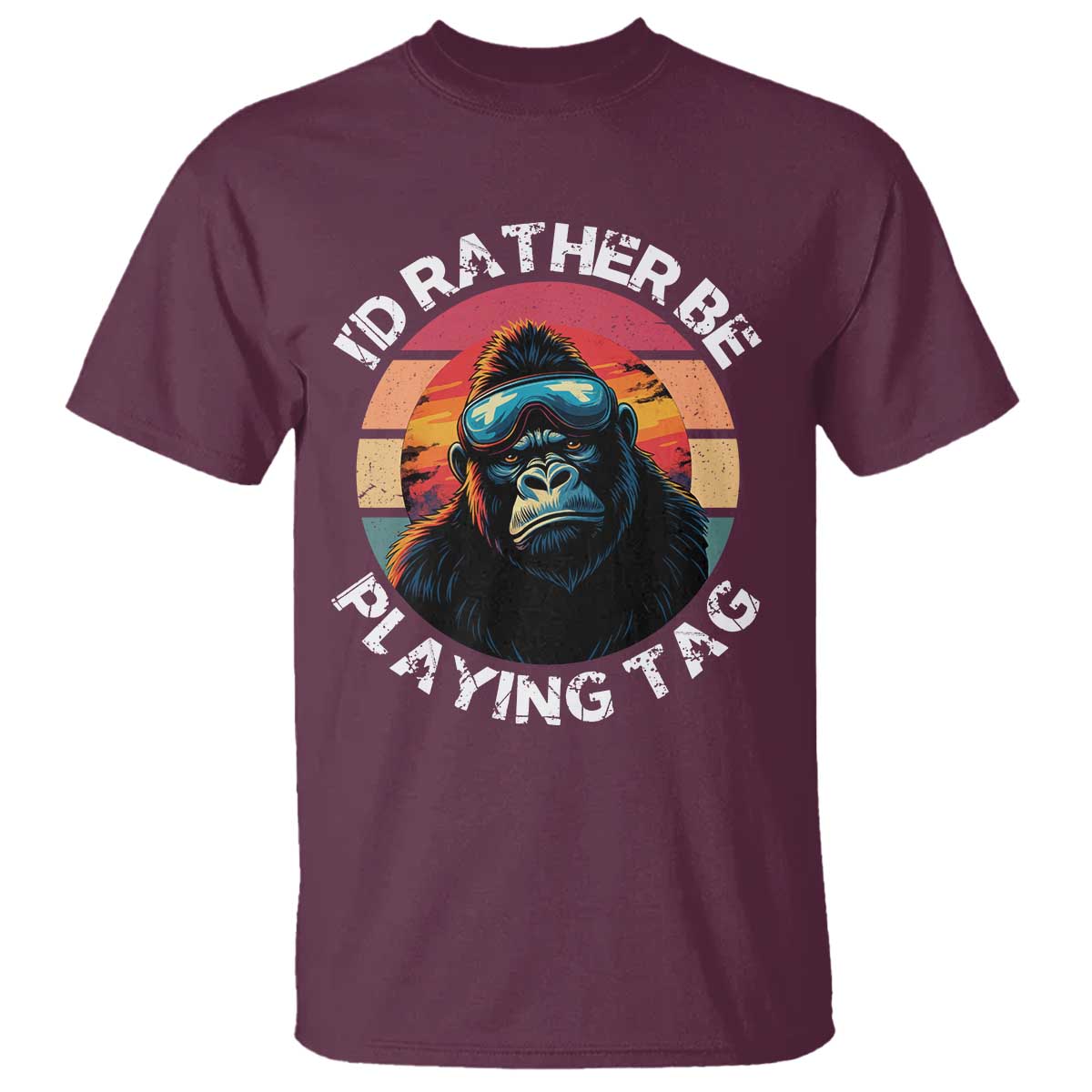 Funny Gorilla Lover T Shirt I’d Rather Be Playing Tag VR Game - Wonder Print Shop