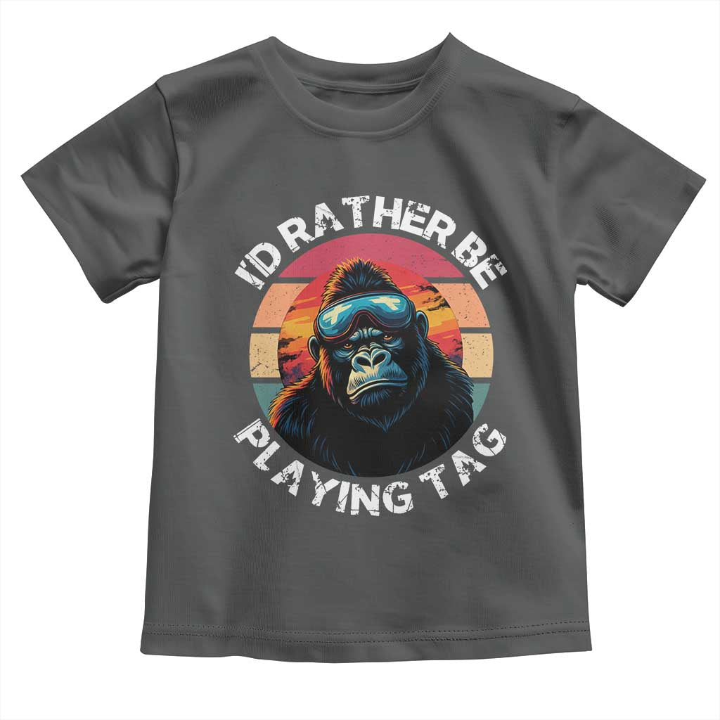 Funny Gorilla Lover Toddler T Shirt I’d Rather Be Playing Tag VR Game - Wonder Print Shop