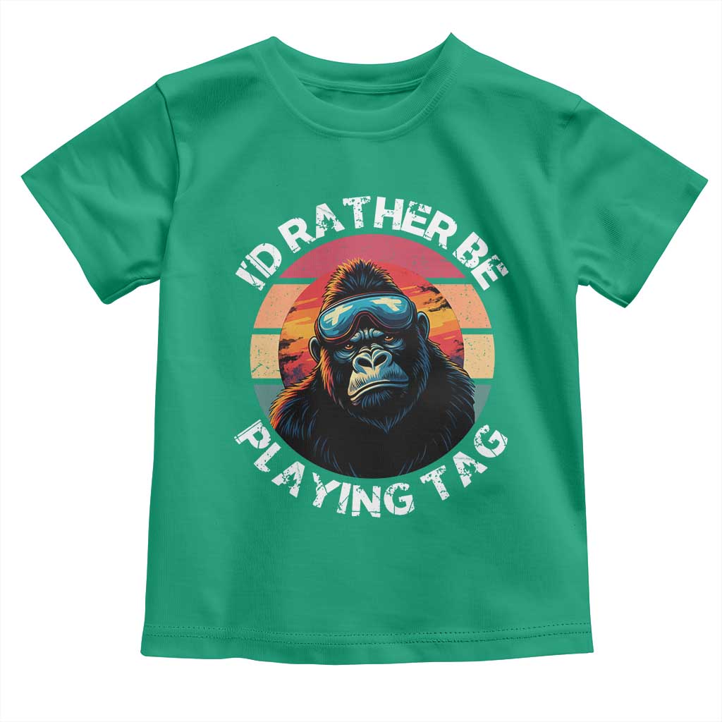 Funny Gorilla Lover Toddler T Shirt I’d Rather Be Playing Tag VR Game - Wonder Print Shop